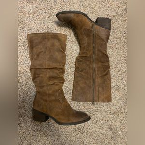 Born Shoes Brown Suede Leather Mid Calf Boots Size Woman’s U.S 10M